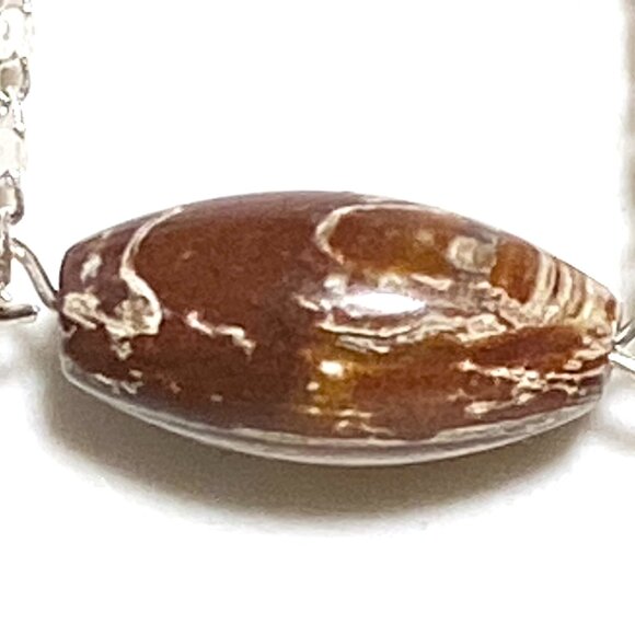 2/$20,Convoluted Jasper Necklace, Genuine Gemstone Bar Pendant & Stainless Chain - Picture 8 of 13